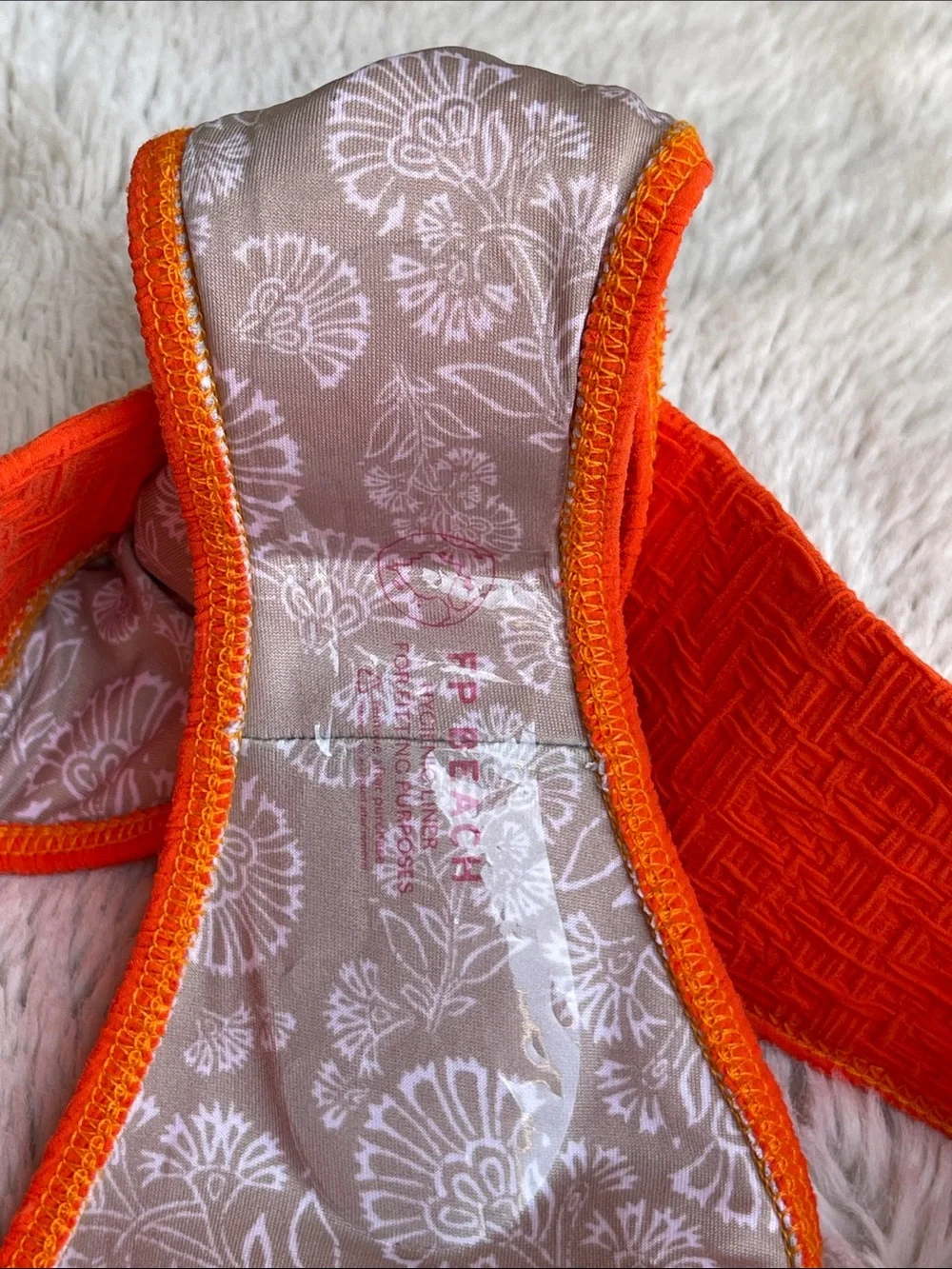 Free People Beach Dylan Bright Orange Textured Bikini Bottom Size M